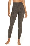 Alo Yoga Vapor Leopard Print High Waist Ankle Leggings In Olive Branch