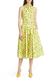 MICHAEL KORS LEMON PRINT MIDI SHIRTDRESS,441PKQ726A