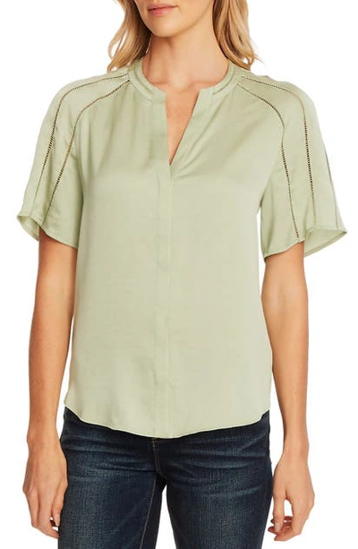 Vince Camuto Plus Size Ladder-trim Flutter-sleeve Top In Fresh Aloe