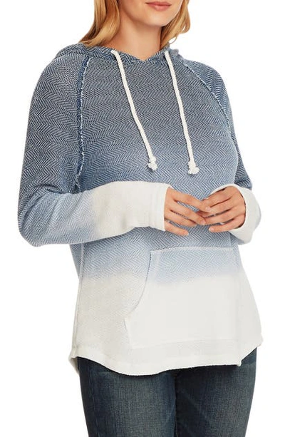 Vince Camuto Dip-dyed Textured Terry Hoodie In Blue Cloud
