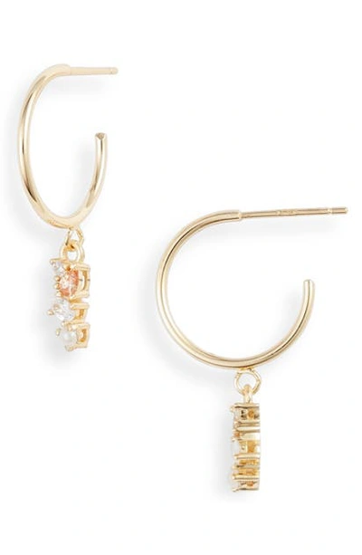 Argento Vivo Cubic Zirconia & Imitation Pearl Huggie Hoop Earrings In Gold