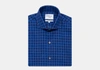 Ledbury Men's Dark Blue Martell Cotton Linen Gingham Casual Shirt Force Blue Cotton/linen In Force Blue