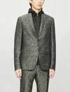 FENDI MENS GREEN LOGO-PRINT SINGLE-BREASTED WOOL-BLEND BLAZER 36,R00070294