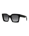Celine 51mm Polarized Square Sunglasses In Shiny Black