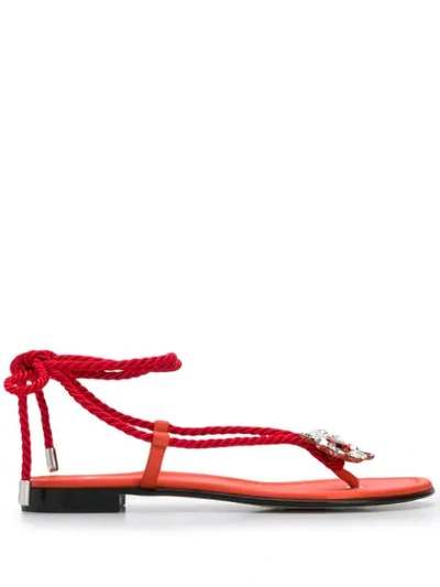 Alevì Mira Braided Strap Sandals In Orange