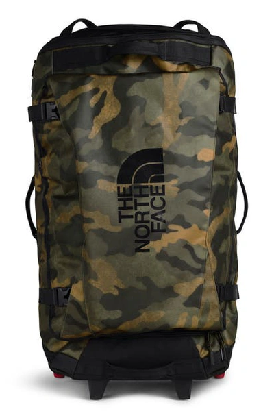 The North Face Rolling Thunder 36-inch Wheeled Duffle Bag In Burnt Olive Green Camo/black