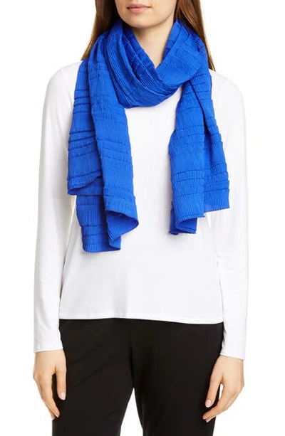 Eileen Fisher Recycled Polyester Plisse Scarf In Royal