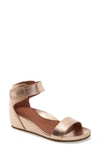 Gentle Souls By Kenneth Cole Gentle Souls Signature Gianna Wedge Sandal In Rose Gold Metallic Leather