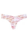 Commando Print Microfiber Thong In Peony Petals