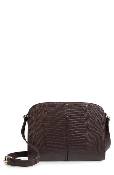 Apc Sac Aurelie Embossed Leather Crossbody Bag In Cae Marron Fonce ModeSens