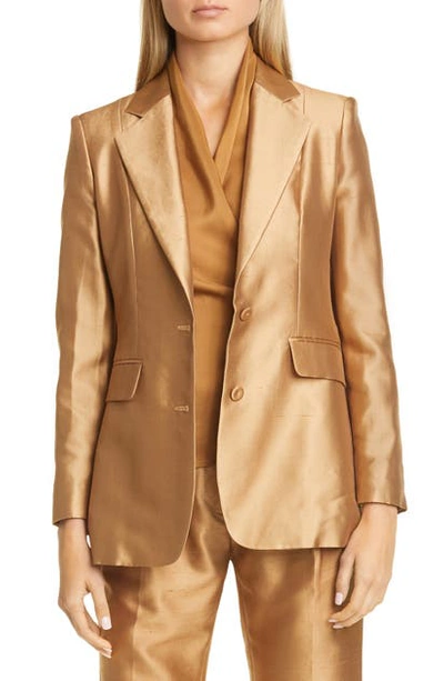 Max Mara Omar Silk Blend Shantung Jacket In Brown