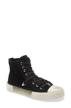 Allsaints Elena Bracket High Top Sneaker In Black Suede