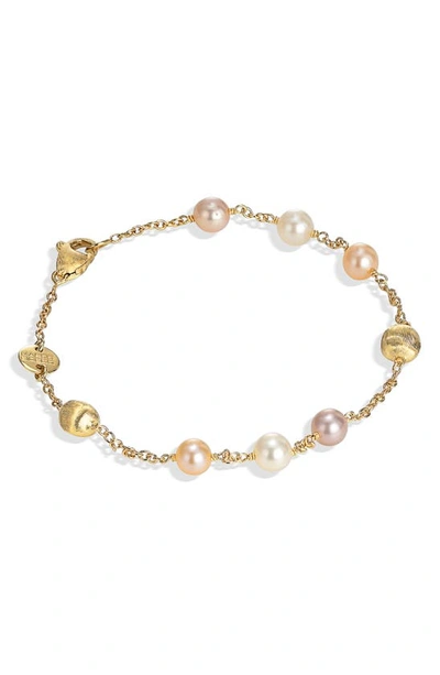 Marco Bicego 18k Yellow Gold Africa Pearl Multicolor Cultured Freshwater Pearl Bracelet In Multi/gold