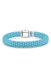 Lagos Sterling Silver Caviar Blue Ceramic Bracelet In Silver/ Blue