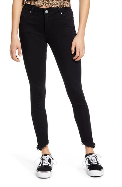 Articles Of Society Suzy Fray Hem Ankle Skinny Jeans In Jet Black