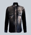 Saint Laurent Velvet Viscose & Silk Cupro Texas Shirt In Blue