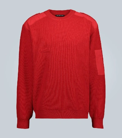 Balenciaga Knitted Crewneck Jumper With Logo In Red