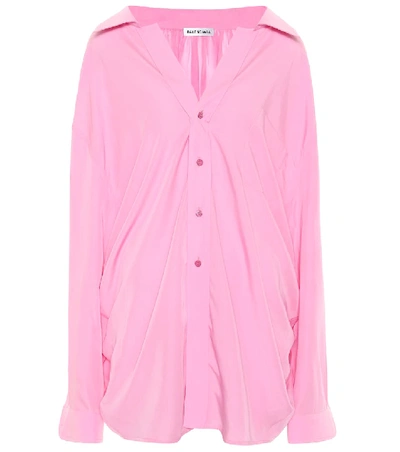 Balenciaga Oversized Satin Shirt In Pink