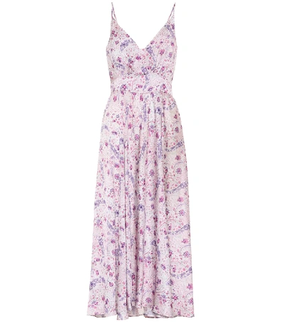 Paco Rabanne Floral Satin Dress In Purple