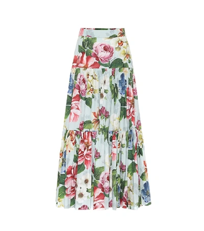 Dolce & Gabbana Floral Tiered Skirt In Green