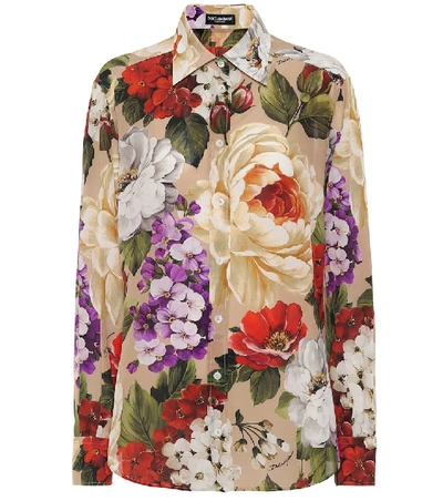 Dolce & Gabbana Floral-print Silk Shirt In Multicoloured