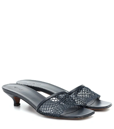 Neous Mormodes Leather-trimmed Mesh Sandals In Navy