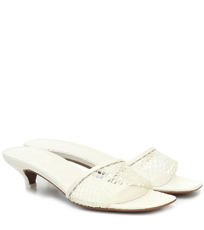 Neous Mormodes Leather-trimmed Fishnet Mules In White