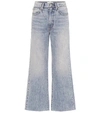 Slvrlake Grace Cropped Frayed High-rise Wide-leg Jeans In Blue