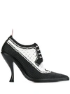 THOM BROWNE CURVED HEEL WOVEN BROGUE PUMPS