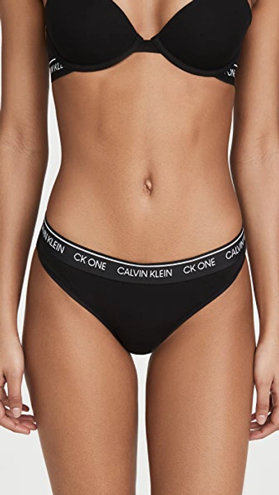 Calvin Klein Underwear One Cotton Thong In Black