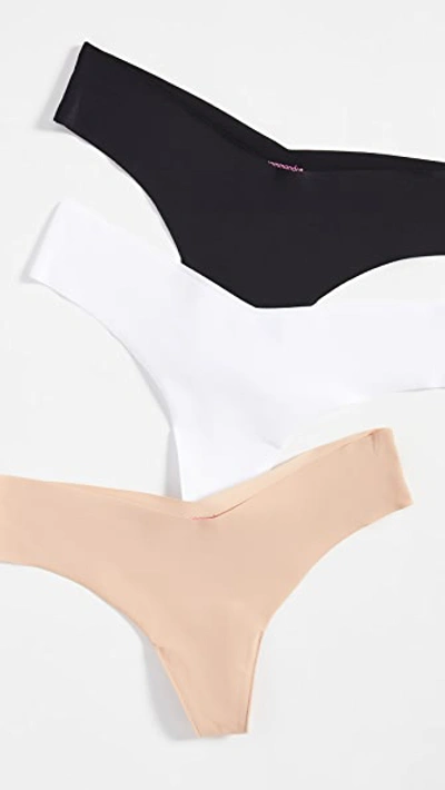 Commando Three-pack Cotton-blend Thongs In Multi
