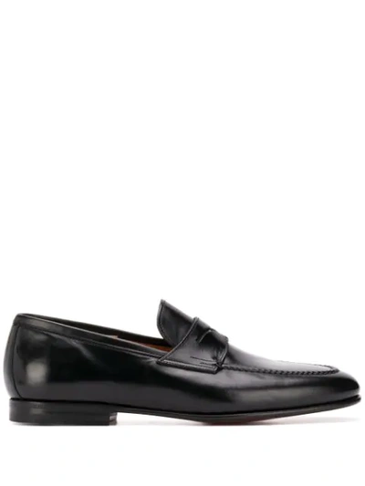 Santoni Carlos Low Heel Loafers In Black,brown