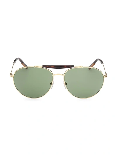 Zegna 61mm Metal Round Sunglasses In Shiny Endura