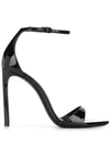 SAINT LAURENT BLACK BEA 105 PATENT LEATHER SANDALS