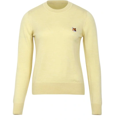 Maison Kitsuné Logo Embroidered Jumper In Yellow