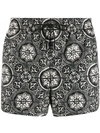 Dolce & Gabbana Geometric Tile-print Swim Shorts In Black