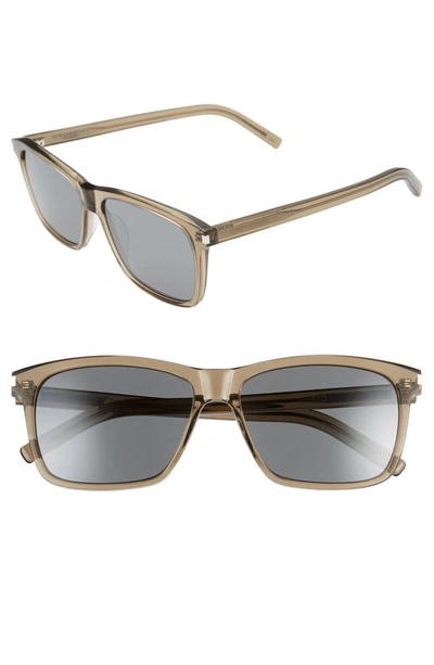 Saint Laurent Men's Square Sunglasses, 57mm In Brown/silver Mirror