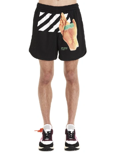 Off-white Graphic Print Mesh Shorts In Black