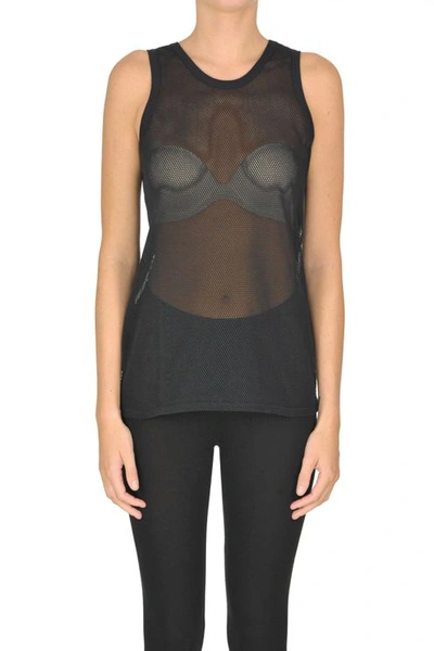 N°21 Cut-out Cotton Fabric Tank-top In Black