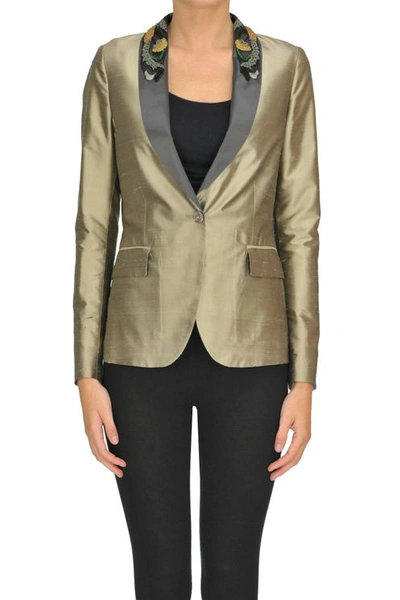 Ibrigu Shantung Silk Blazer In Green