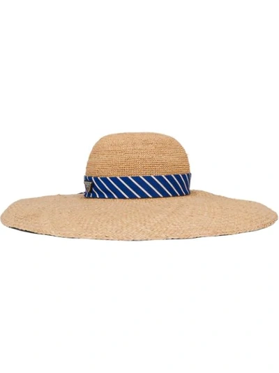 Prada Woven Raffia Hat In Neutrals