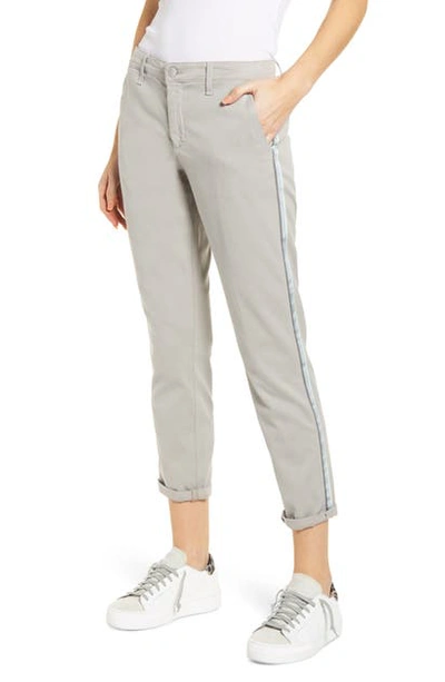 Ag Caden Stripe Crop Twill Trousers In Florence Fog