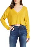 FRENCH CONNECTION LEONA POINTELLE CROP V-NECK SWEATER,78NBI