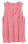 Madewell Whisper Cotton V-neck Tank In Cafe Pink