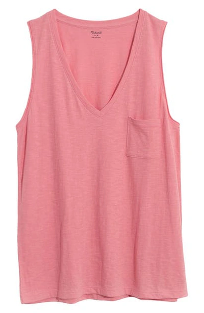 Madewell Whisper Cotton V-neck Tank In Cafe Pink