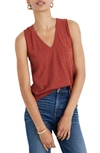 Madewell Whisper Cotton V-neck Tank In Weathered Brick