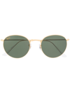Ray Ban Two-tone Round-frame Sunglasses In Gold