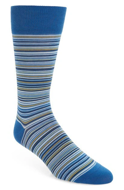 Cole Haan Multistripe Crew Socks In True Blue