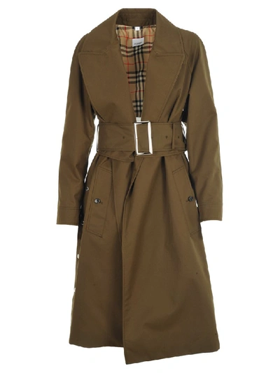 Burberry Camelford Trench Coat In Green,khaki