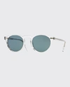 Oliver Peoples Gregory Peck Round Acetate Sunglasses In Crystal